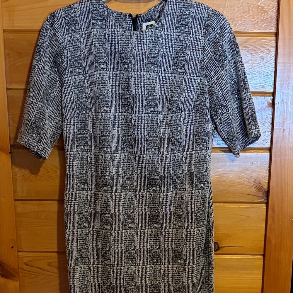 Anne Klein Black and White Checkered Midi Dress